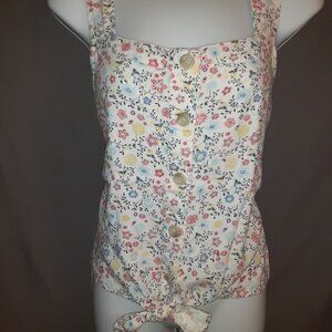 Linen, Tie-Waist Floral Top * Soft * Loose-Fitting * Sonoma * Size XL * Chest 44